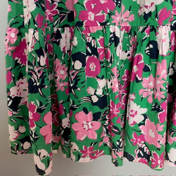 J. Crew Size 2 Green Floral Dress Woman Ruffles Pockets Beach Cruise Resort - Picture 7 of 8